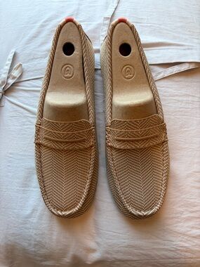 Rothy's driving loafers - tan herringbone